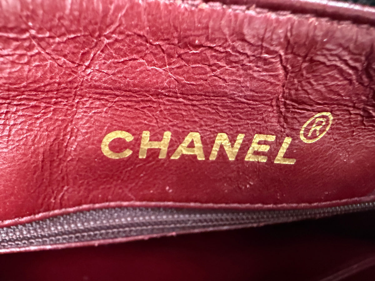 Chanel CC Chain Tote Bag Vintage in Black Lambskin Leather 1989-1991 YD-6