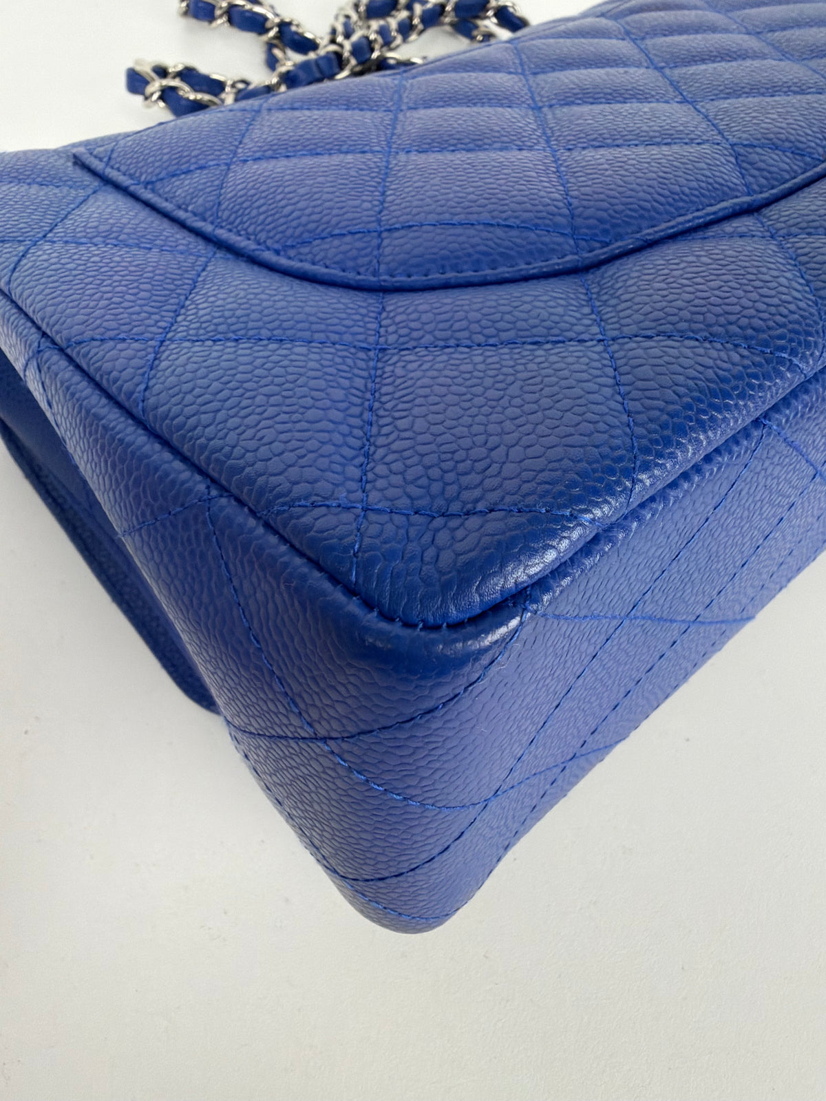 Chanel Classic Jumbo Flap Bag in Blue Grained Caviar Leather 2009-2010