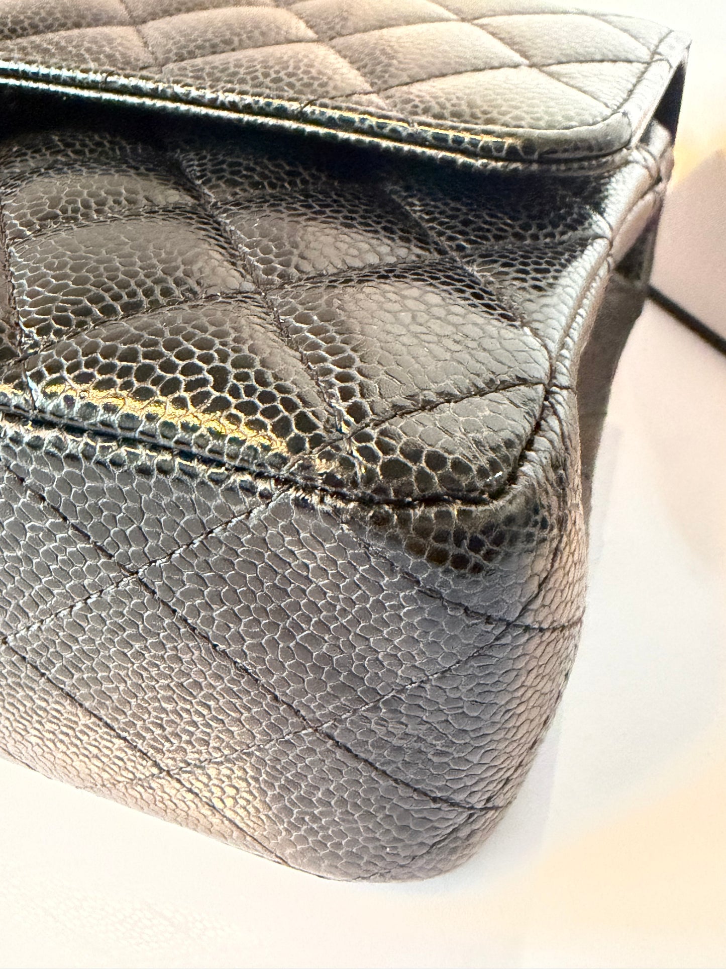 Chanel Timeless Classic Double Flap Medium Caviar Leather Bag Black