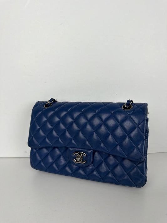 Chanel Classic Double Flap Small Bag in Blue Quilted Lambskin 2017 D8