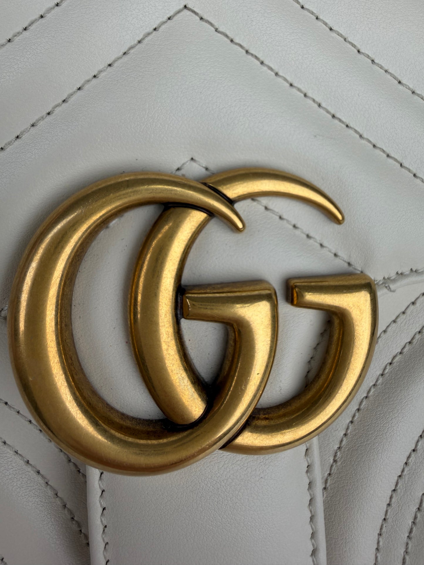 White Gucci GG Marmont Matelassé Small Shoulder Bag L5