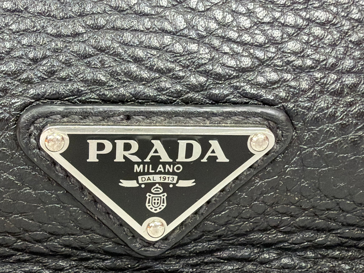 PRADA Vitello City Clutch Bag in Black Vitello Leather YS14