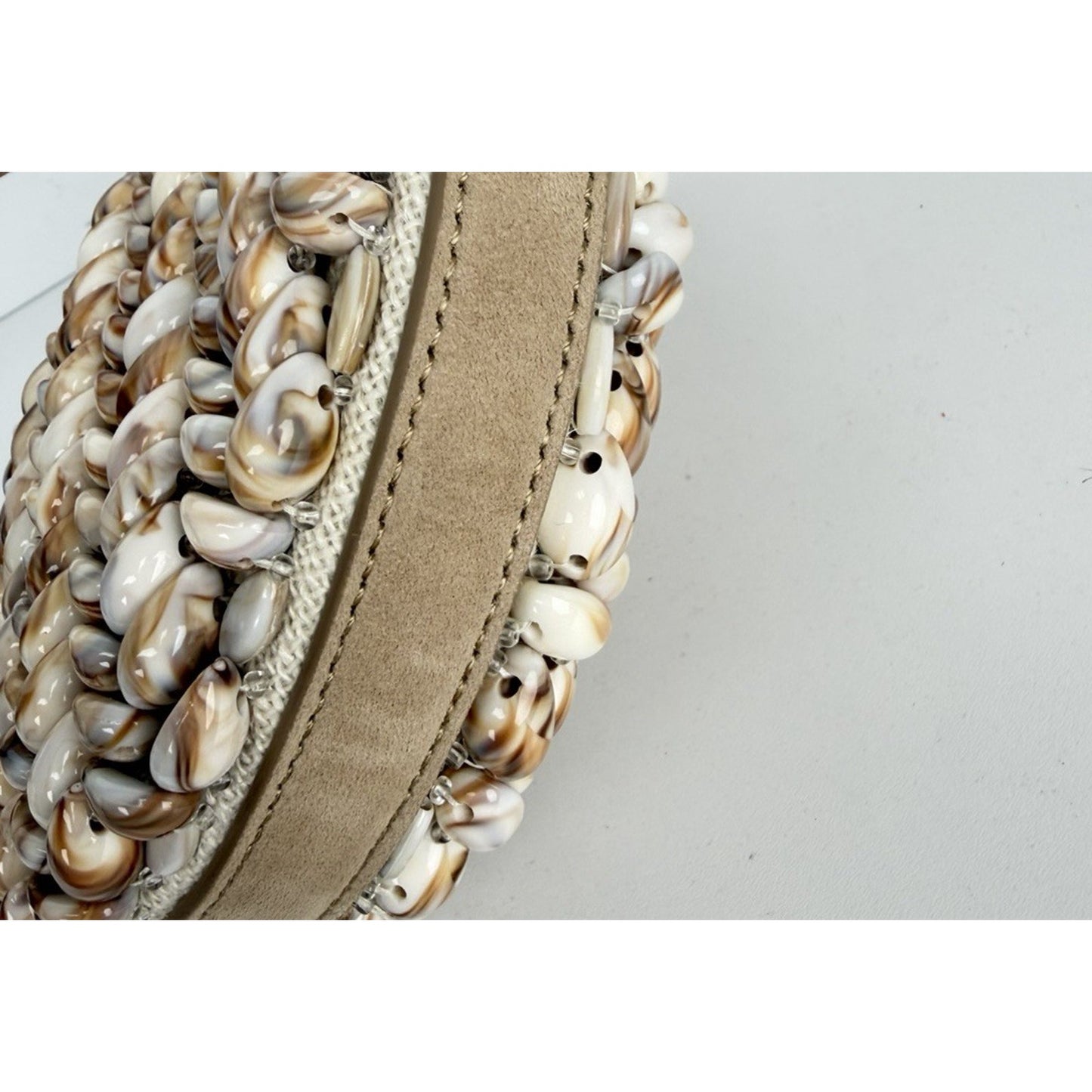 Balmain Ebene Mini Bag with Resin Top-Handle Beaded with Shell Embellishments E5
