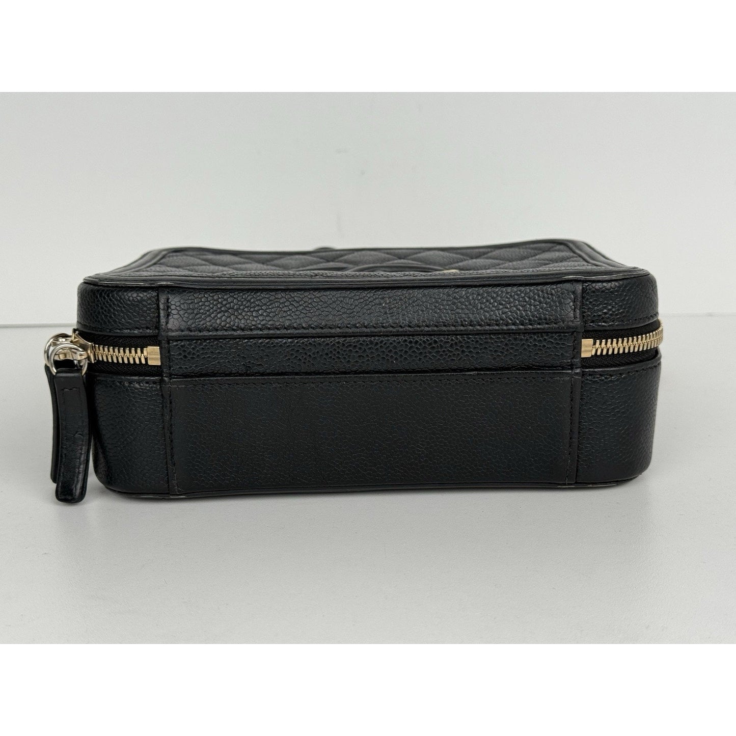 Chanel Caviar Quilted Small CC Filigree Vanity Case Black B-5