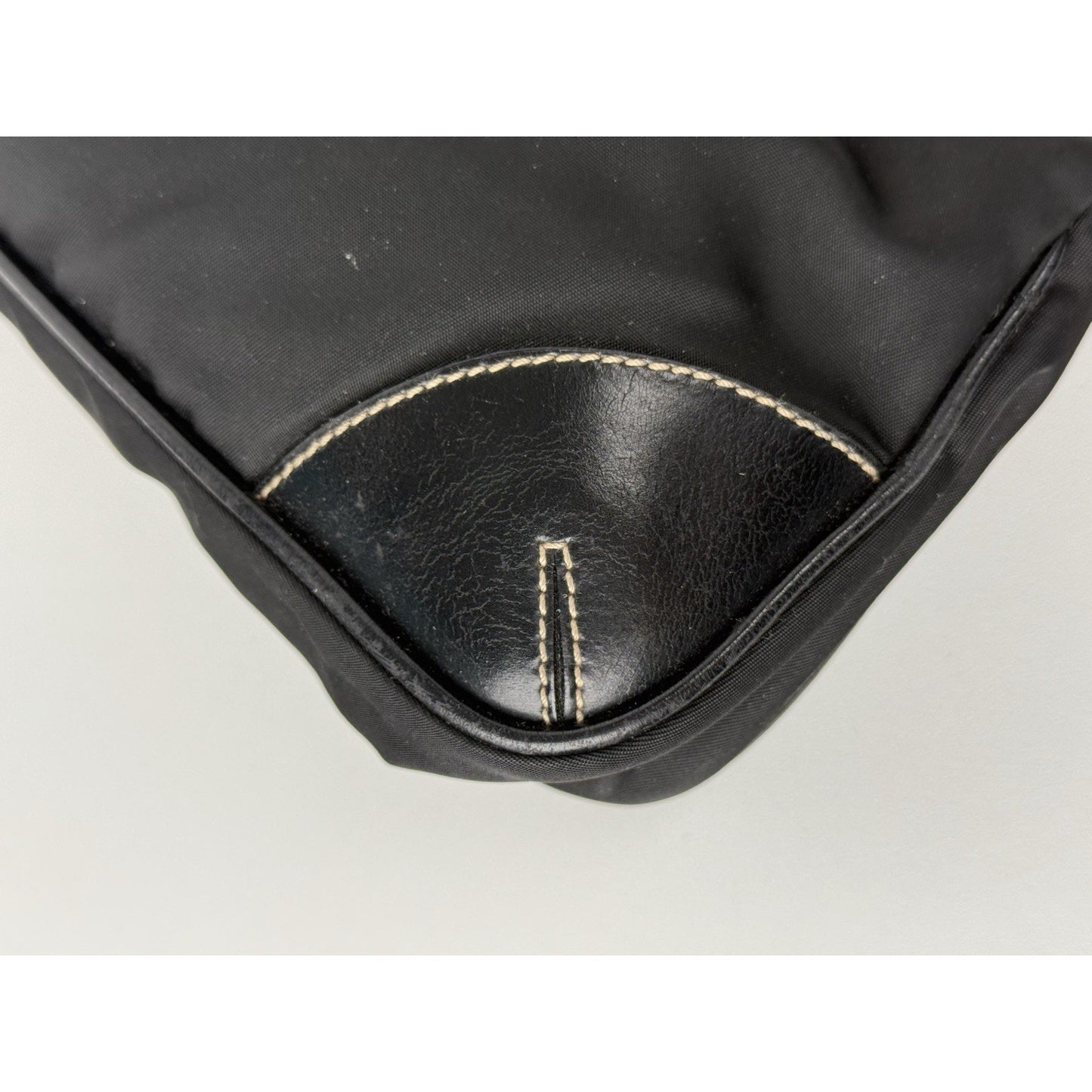 PRADA Black Tessuto Nylon & Leather Pochette Women's Shoulder Bag