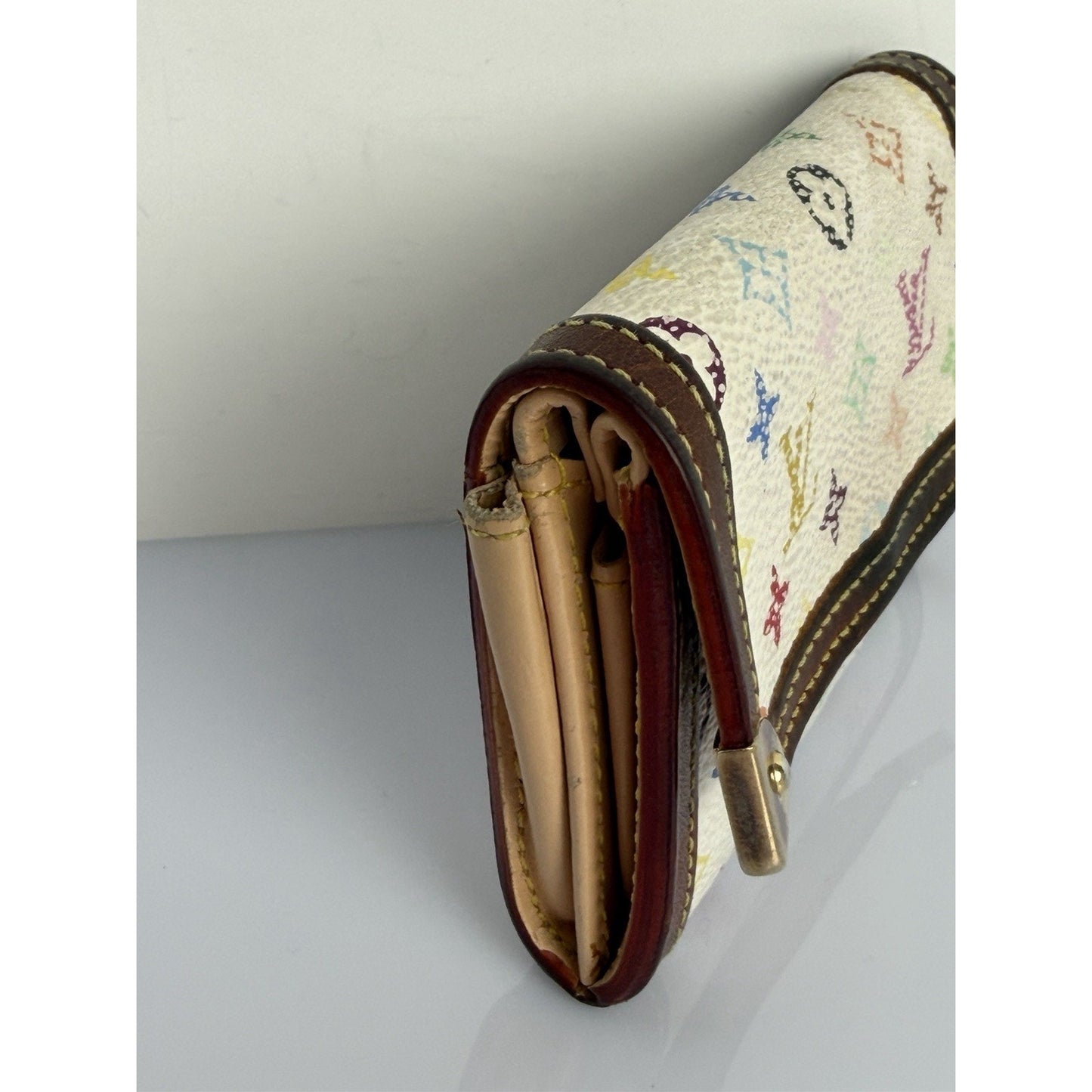 Louis Vuitton White Multicolor Porte-Monnaie Plat Coin Purse
