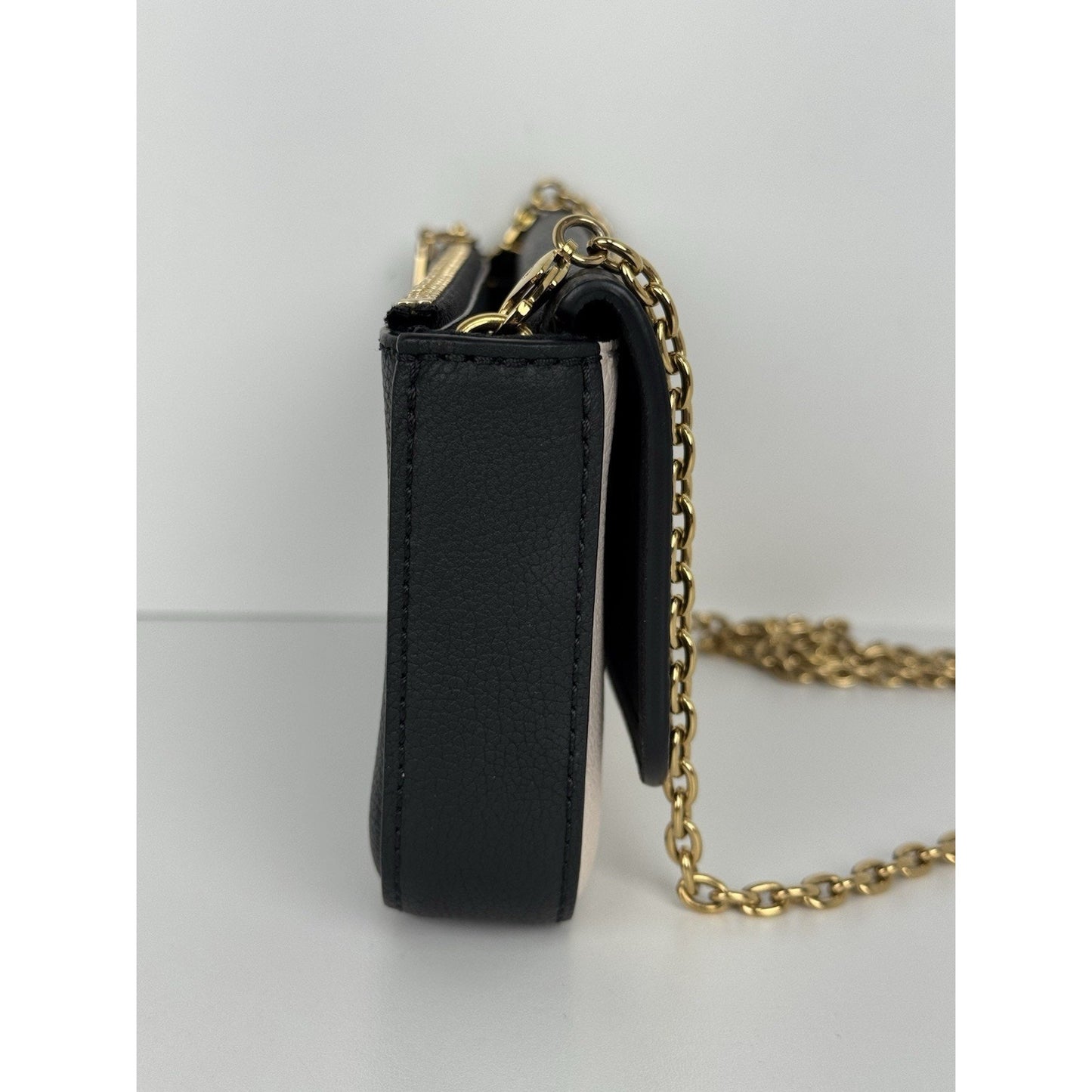 Louis Vuitton Calfskin Lockme Phone Chain Pouch in Vanille and Black B-6
