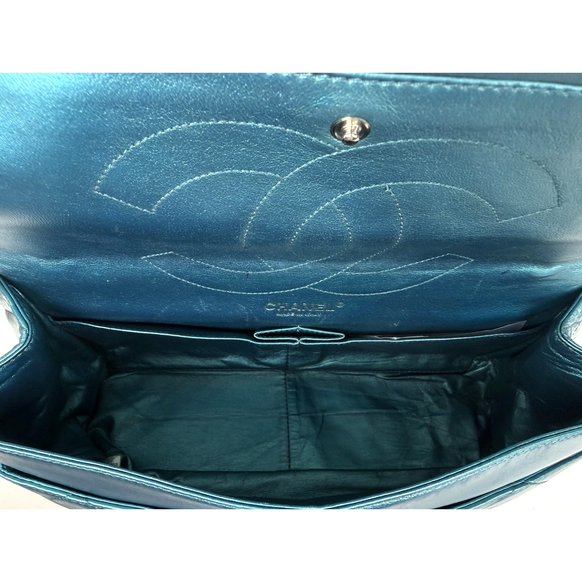 Chanel 2.55 Reissue Jumbo Double Flap Bag in Blue Metallic Leather 2003-2004 C-1