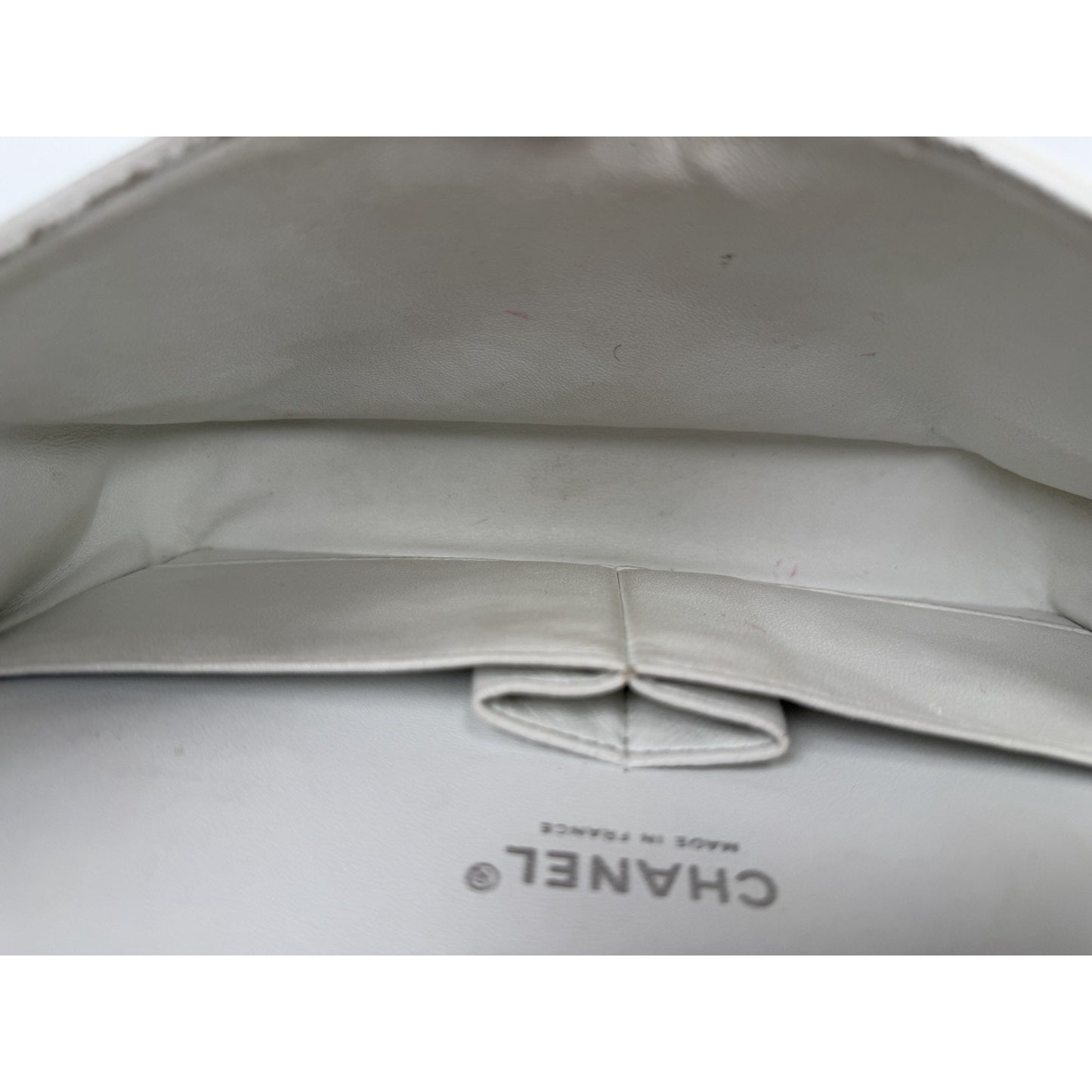 Chanel Classic Medium Double Flap Shoulder Bag in White Caviar Leather 2005-2006 B1