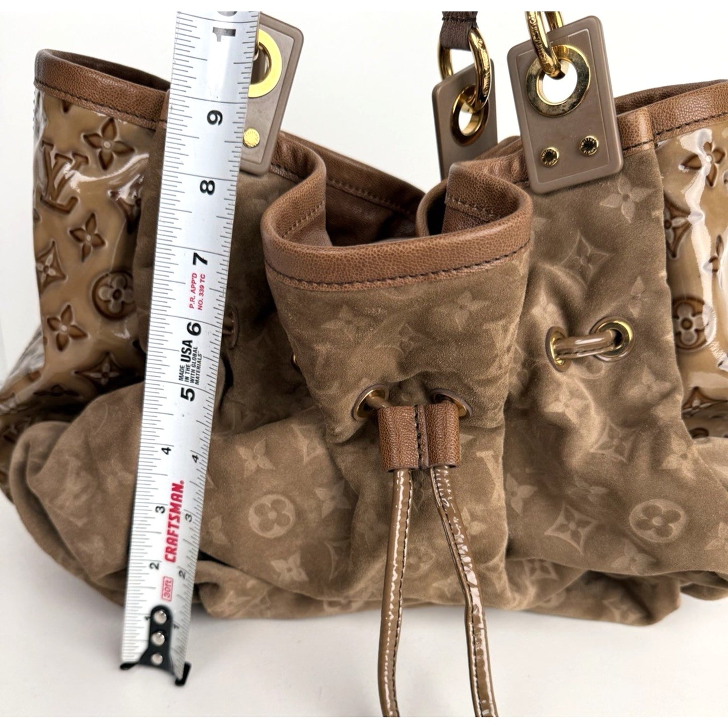 Louis Vuitton Irene Coco Bag in Brown Suede with Patent Leather Trim 2009 S09
