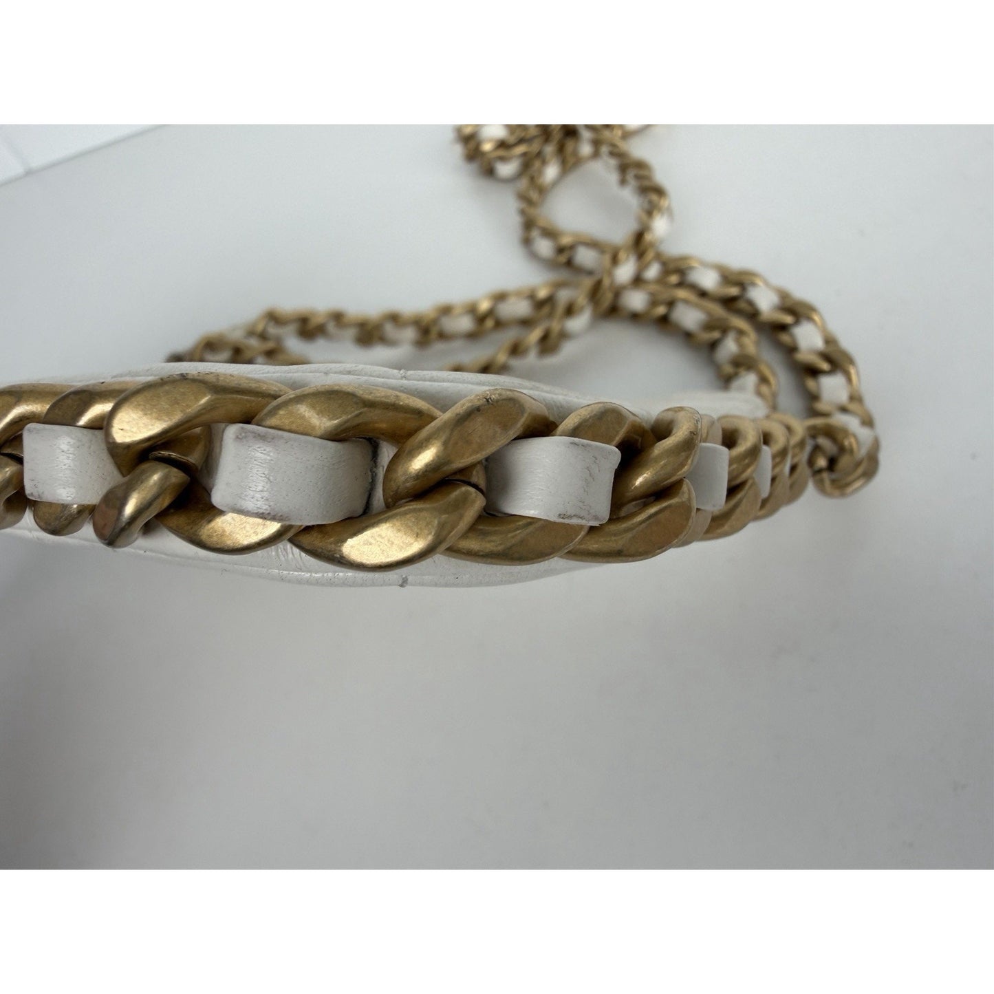 Chanel Lambskin Quilted Chain Around Top Handle Mini Bag White NFC D4