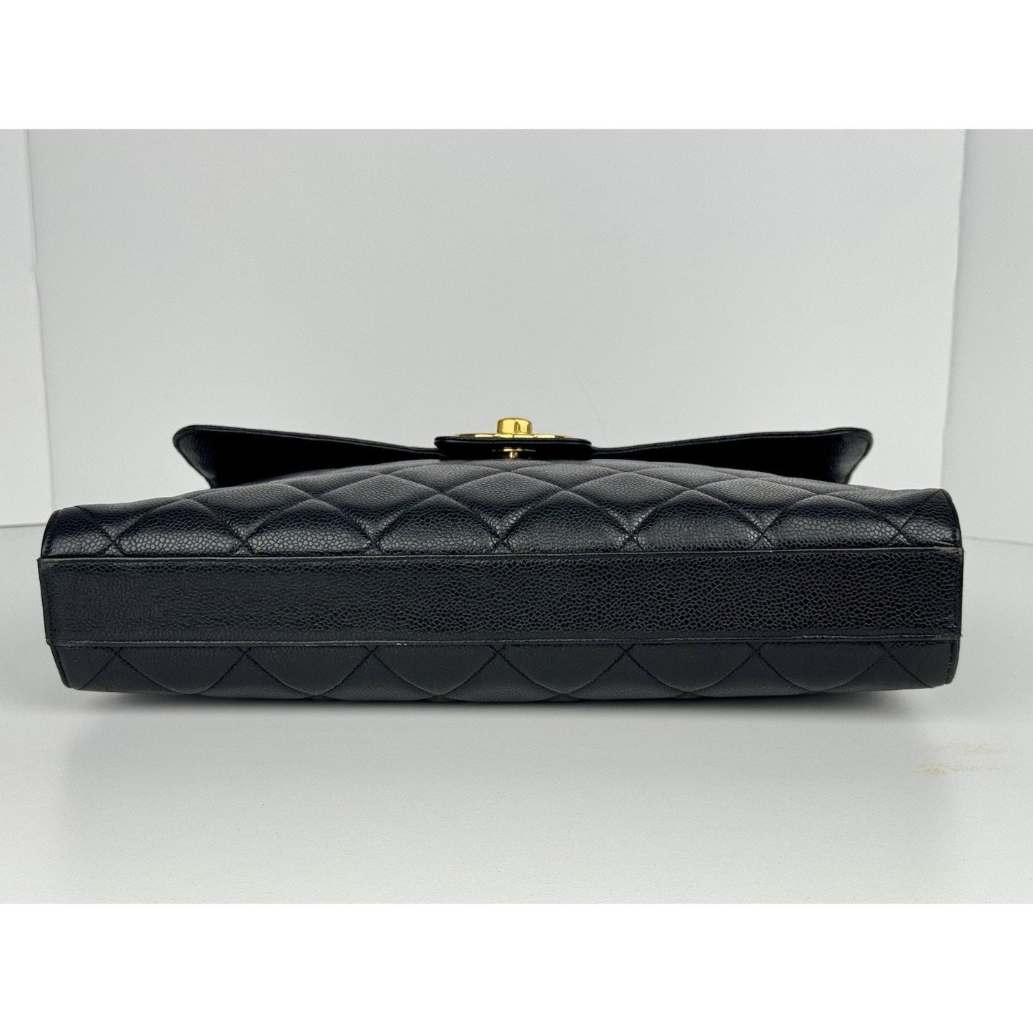 Chanel Vintage Quilted Briefcase Black Caviar Leather