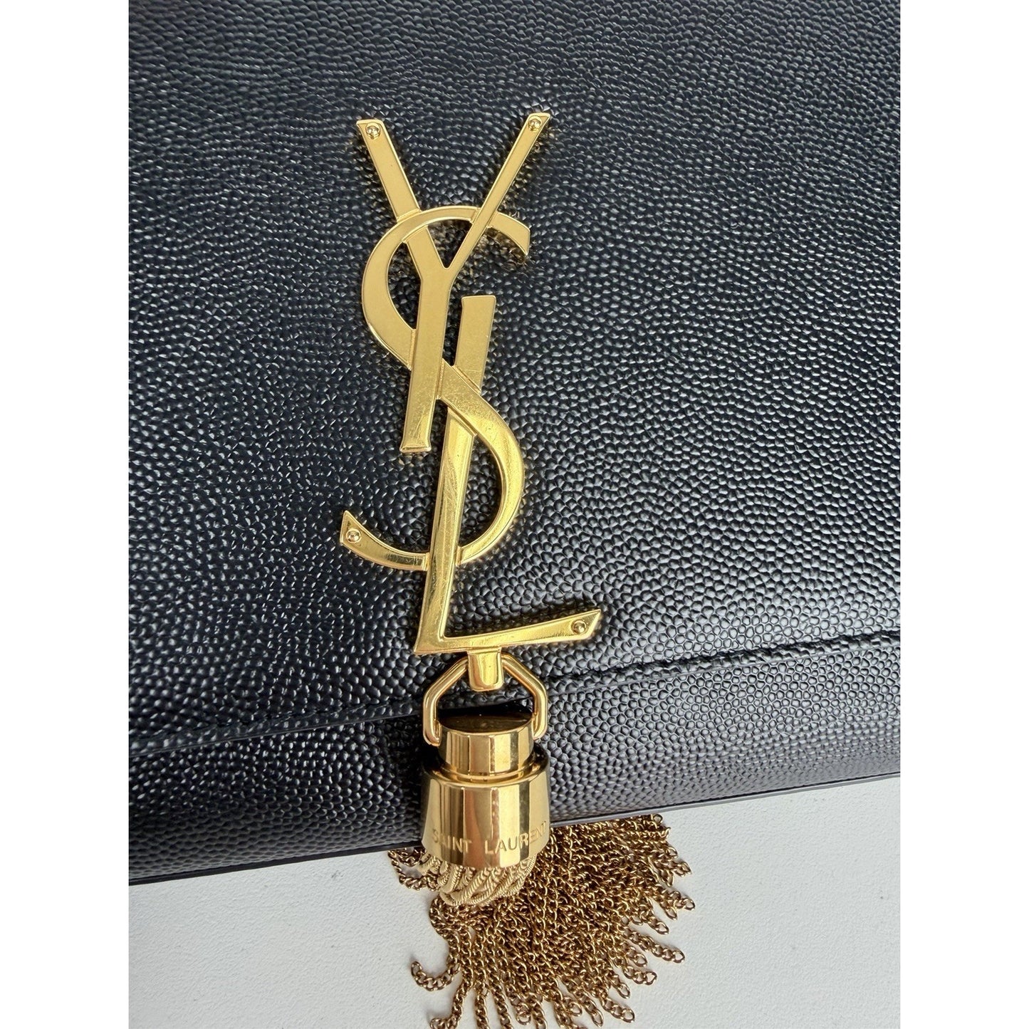 Saint Laurent Medium Kate Tassel Shoulder Bag in Black Calfskin Leather D9