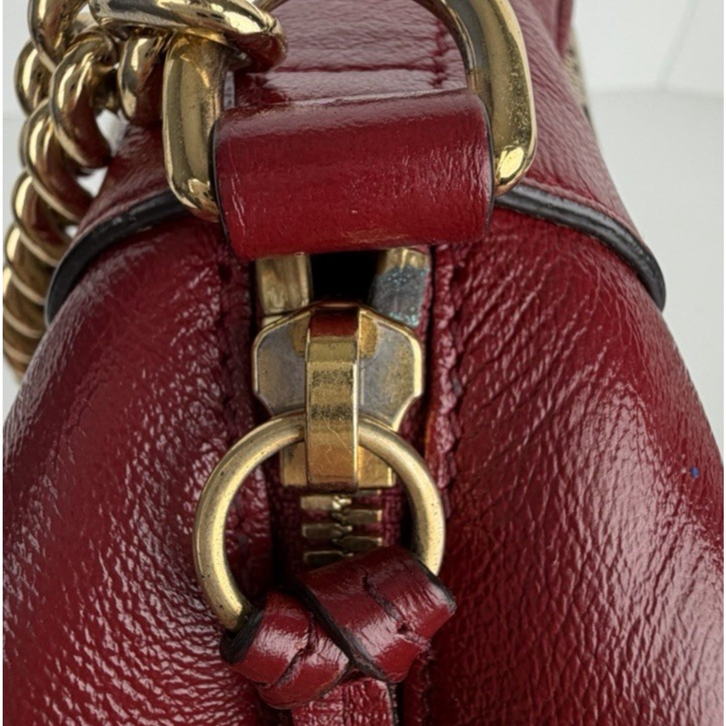 Gucci GG Marmont Camera Bag Small in Diagonal Quilted Canvas Leather Trim S09