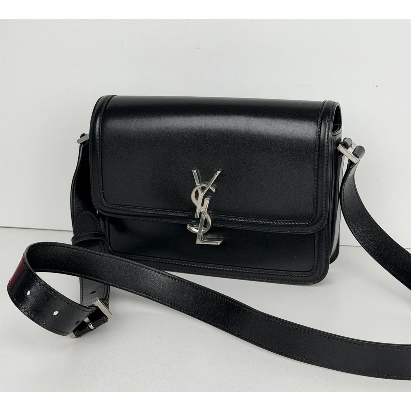 Saint Laurent Solferino Medium Satchel Box Calfskin Black w Silver Hardware C-4