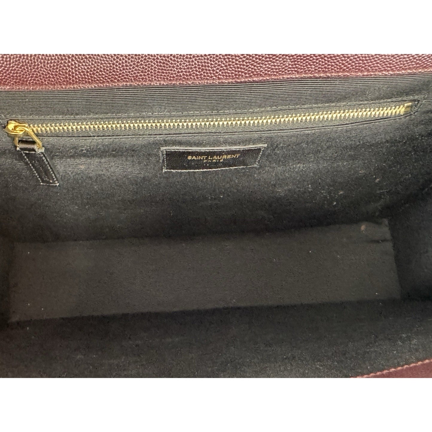 SAINT LAURENT Grain De Poudre Matelasse Chevron Large Monogram Satchel B-6