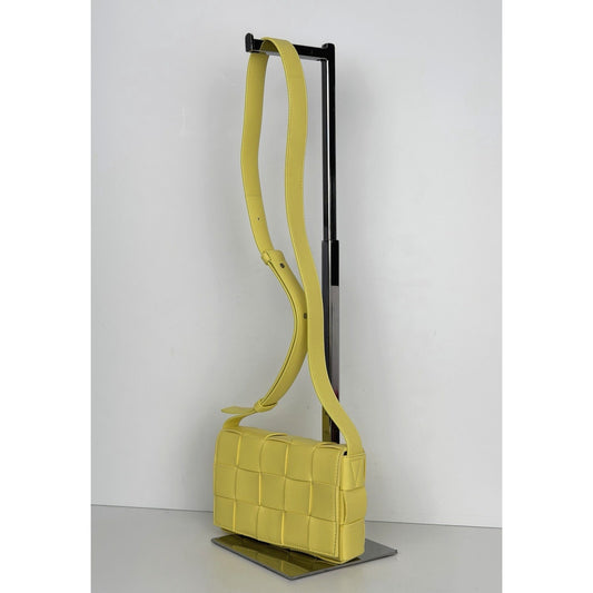 Bottega Veneta Cassette Crossbody Bag in Yellow Intrecciato Lambskin Leather