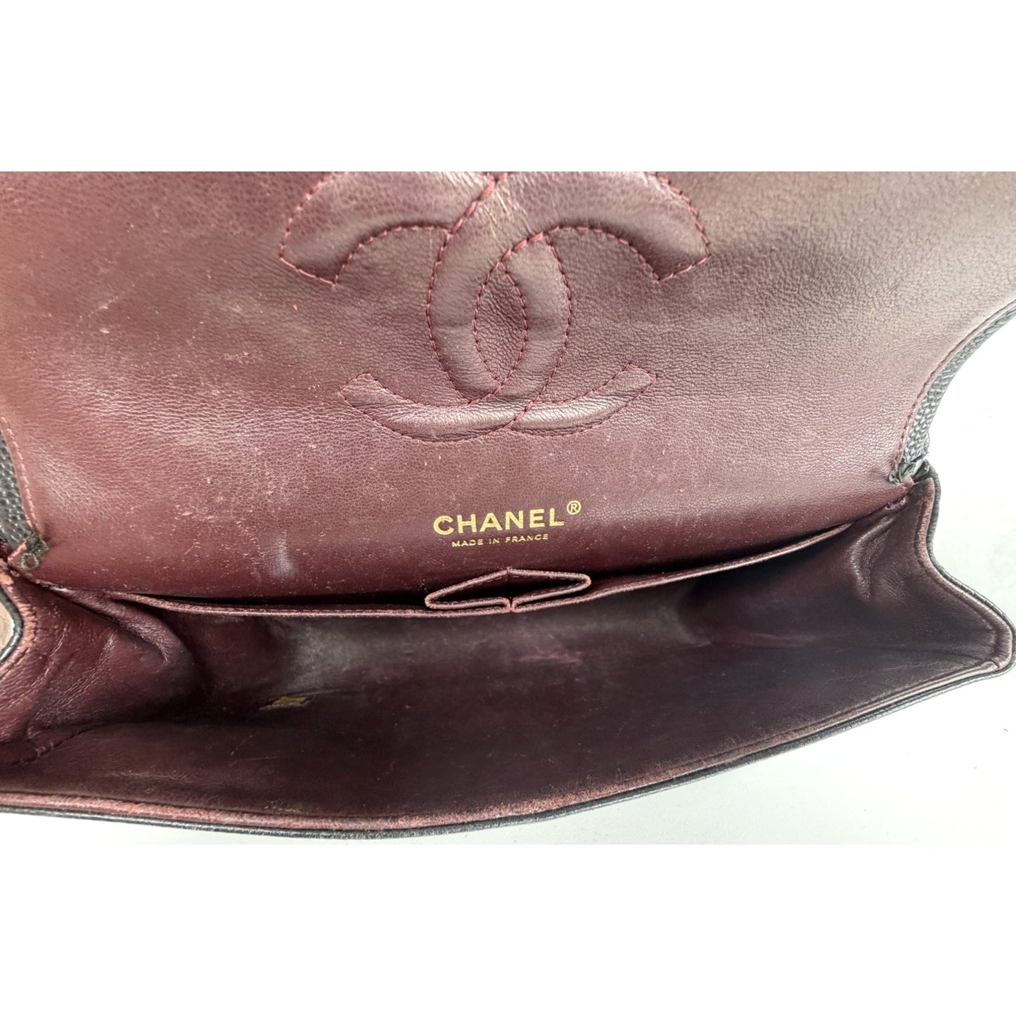Chanel Classic Double Flap Medium Bag in Black Quilted Caviar Leather E-5