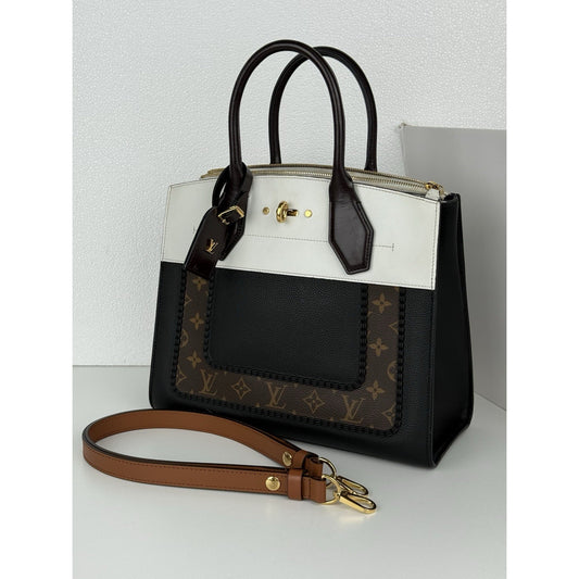 Louis Vuitton City Steamer Mm Monogram Black & White Shoulder Bag L3