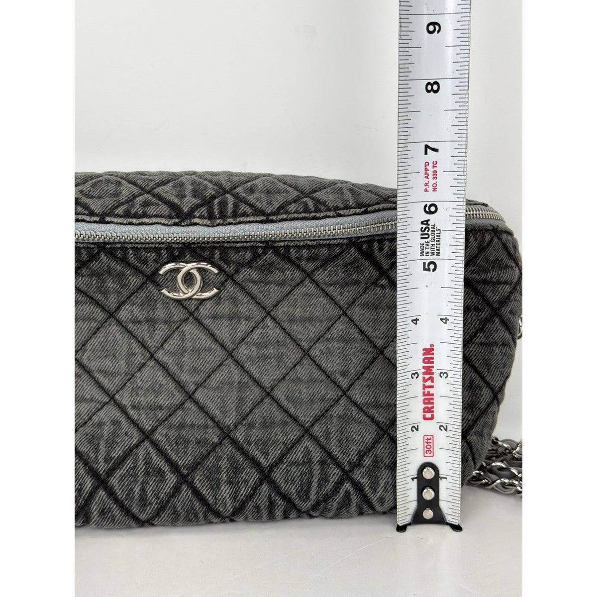 Chanel Denimpression Waist Bag Washed Gray Quilted Denim Silver Hardware 2019 D1