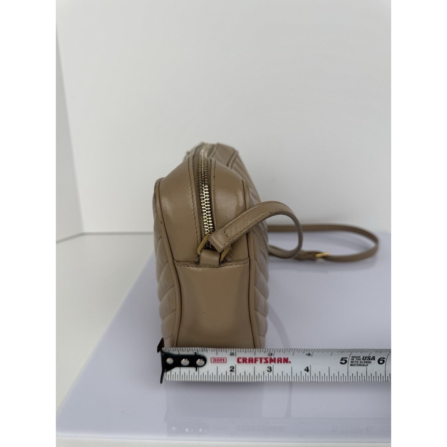 Saint Laurent Camera Bag Calfskin Matelasse Monogram Lou Beige