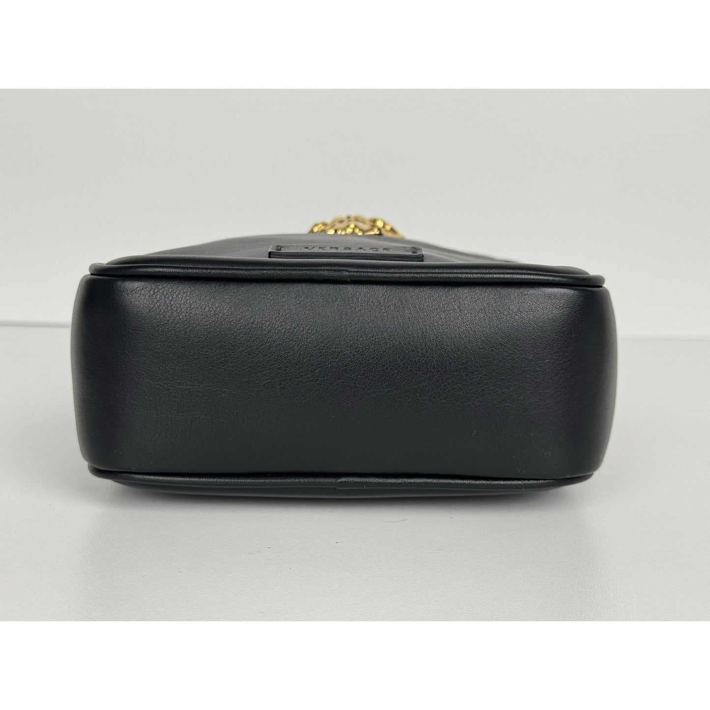 Versace La Medusa Black Leather Crossbody Bag with Gold Hardware D-1