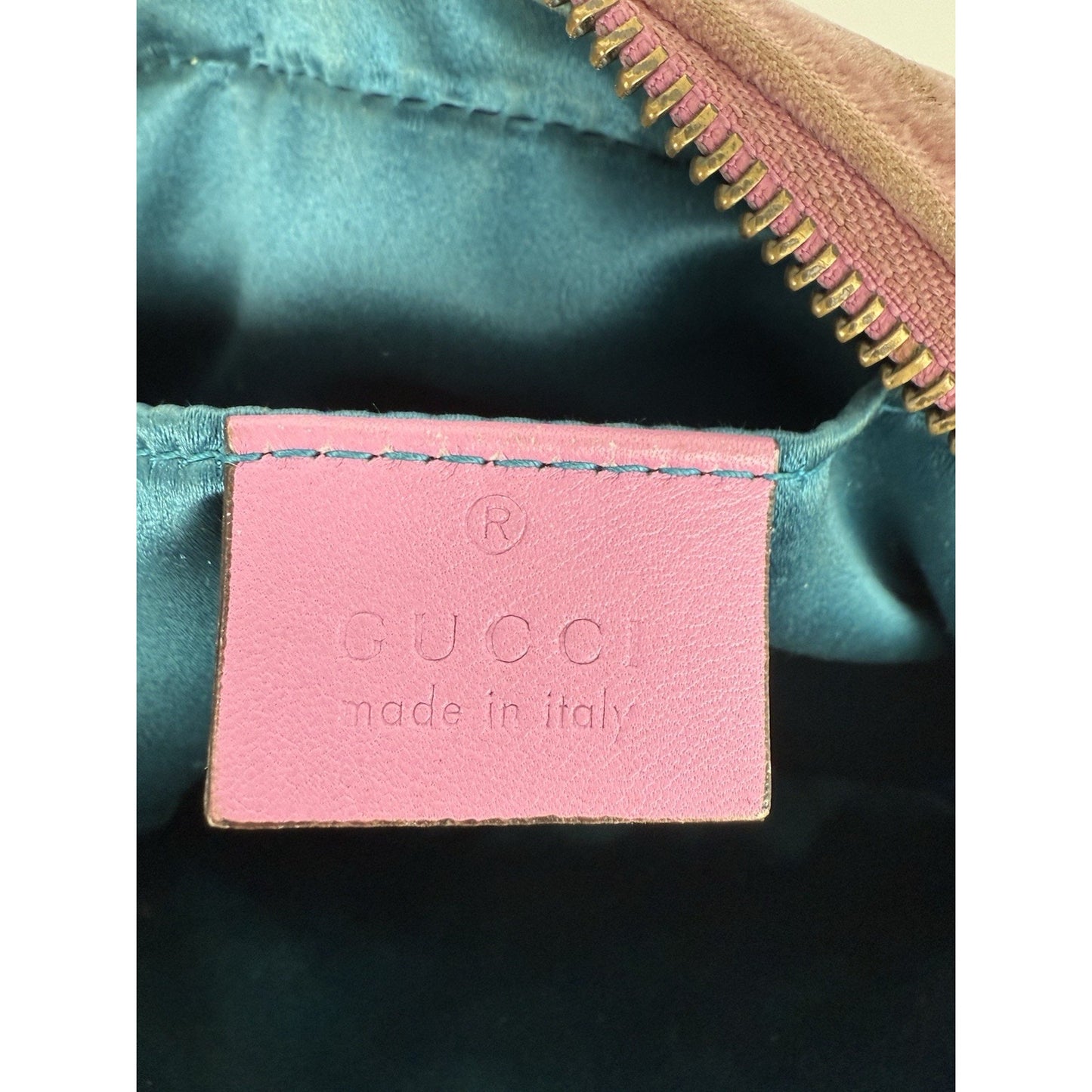 GUCCI Shoulder Bag GG Marmont Velvet Quilted Velour Pink