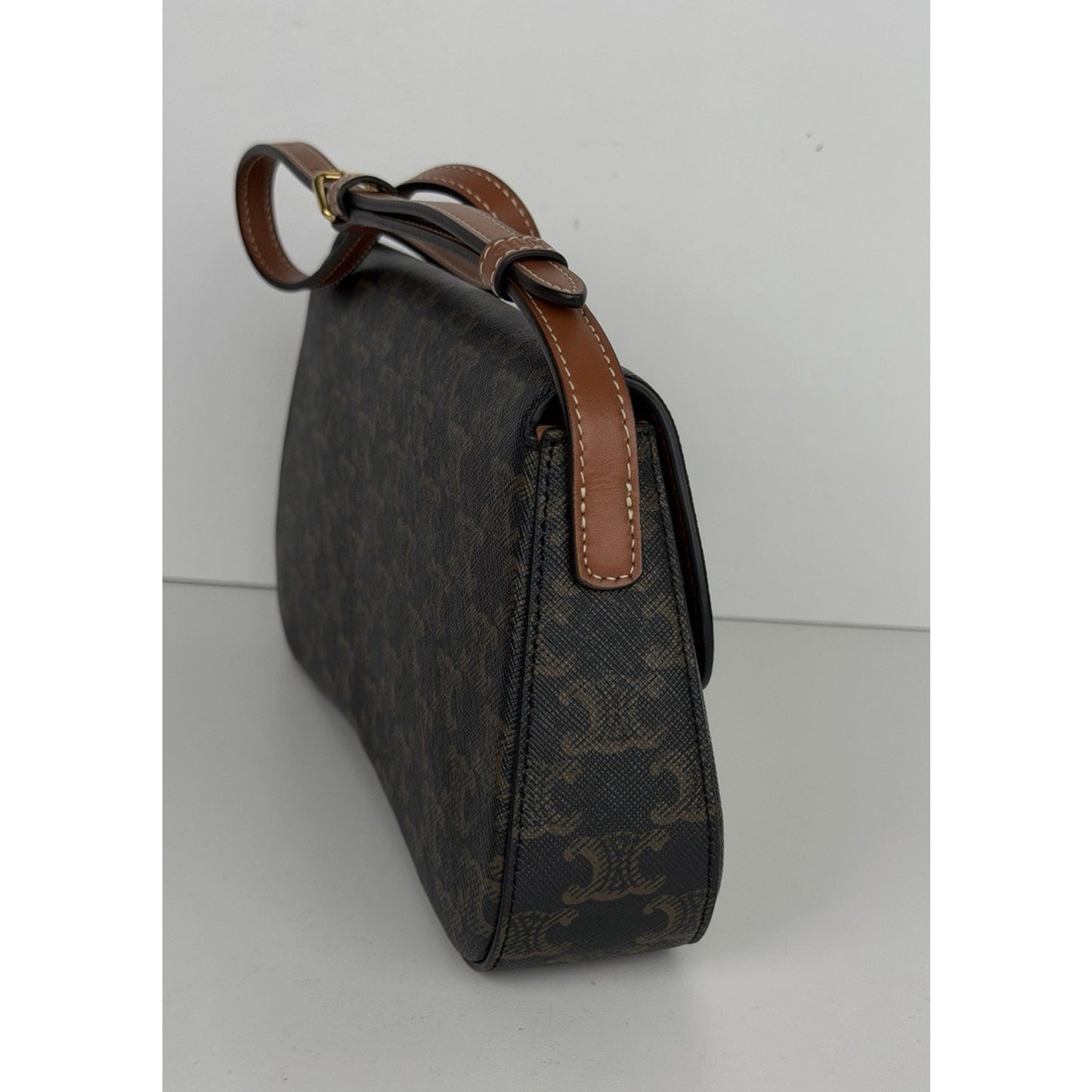 Celine Lola Triomphe Bag Coated Canvas and Calfskin & Gold-Tone Hardware B-2