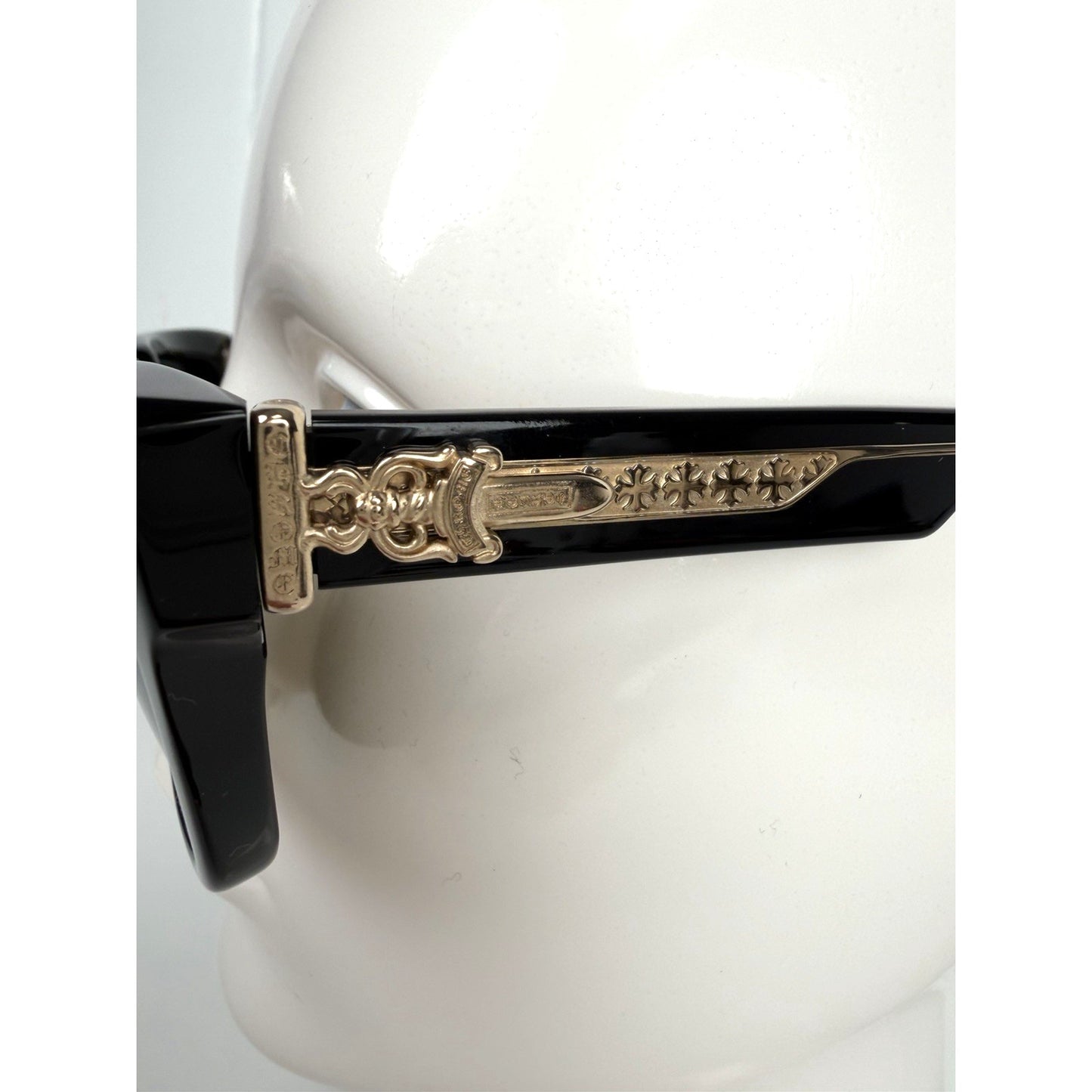 Chrome Hearts Box Officer Square Sunglasses 56 in Black with Dark Green Lenses