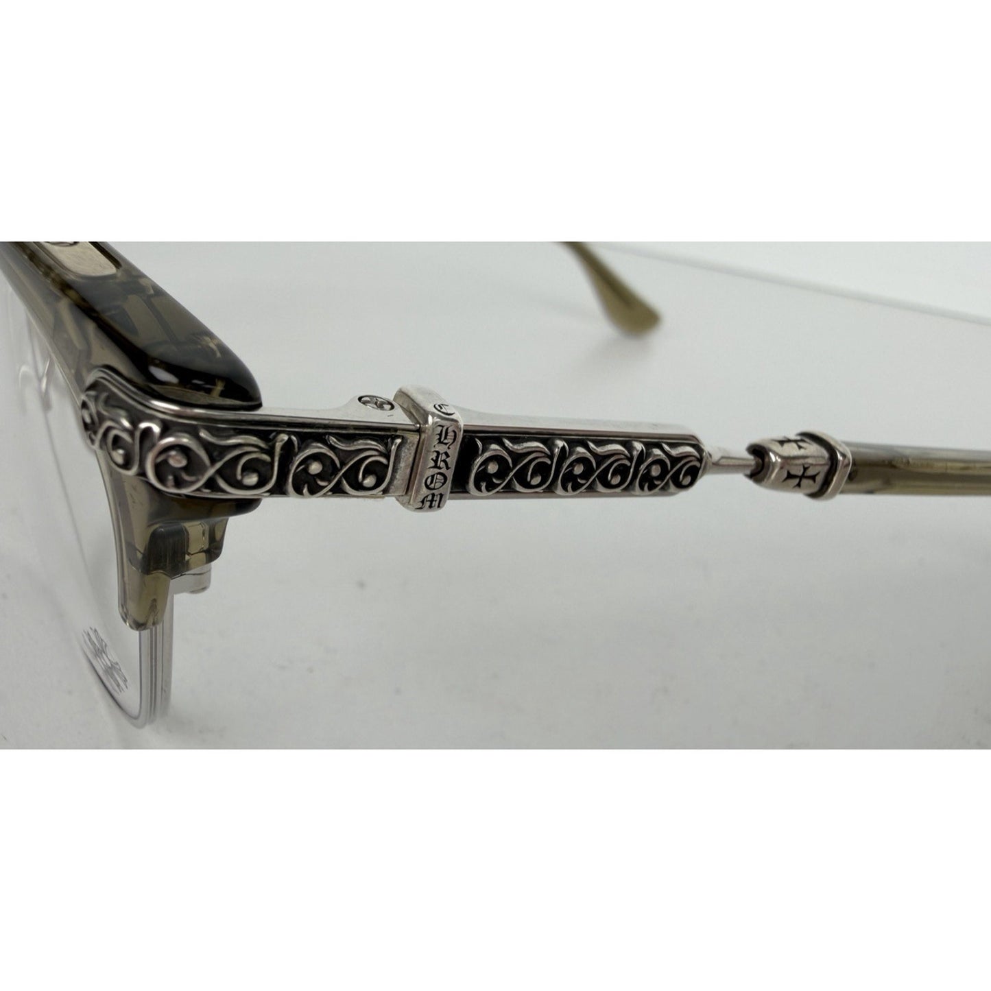 Chrome Hearts Vertical Smile 2 Square Eyeglasses Silver-Tone Metal