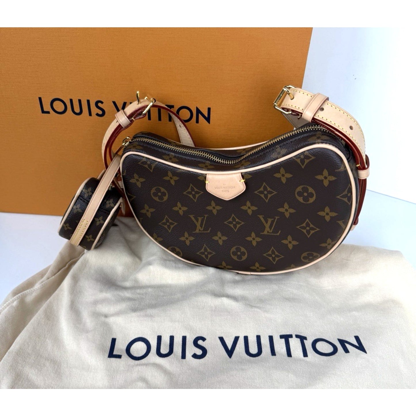 Louis Vuitton Croissant MM Bag in Brown LV Monogram Coated Canvas NFC B-5