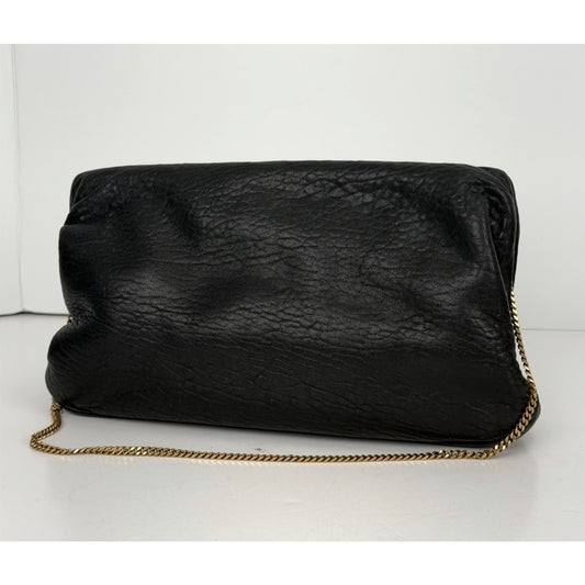 Saint Laurent Large Clutch in Nero Crafted Grained Leather Gold-Tone Hardware F3