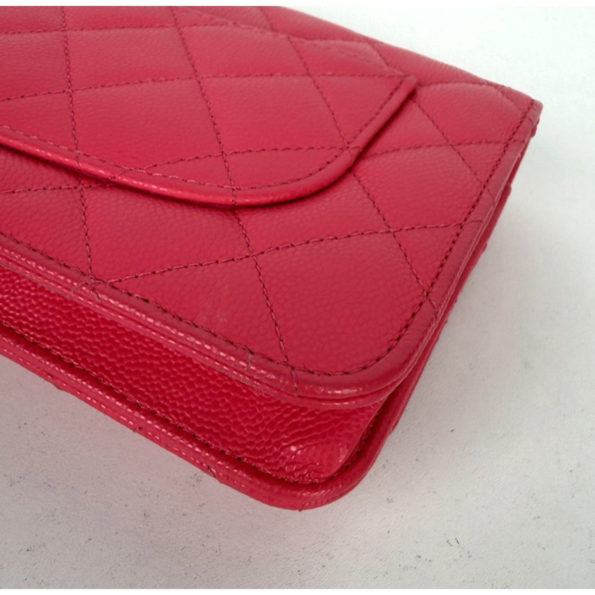 Chanel Classic Wallet on Chain (WOC) Bag in Pink Quilted Caviar Leather 2022 D-5