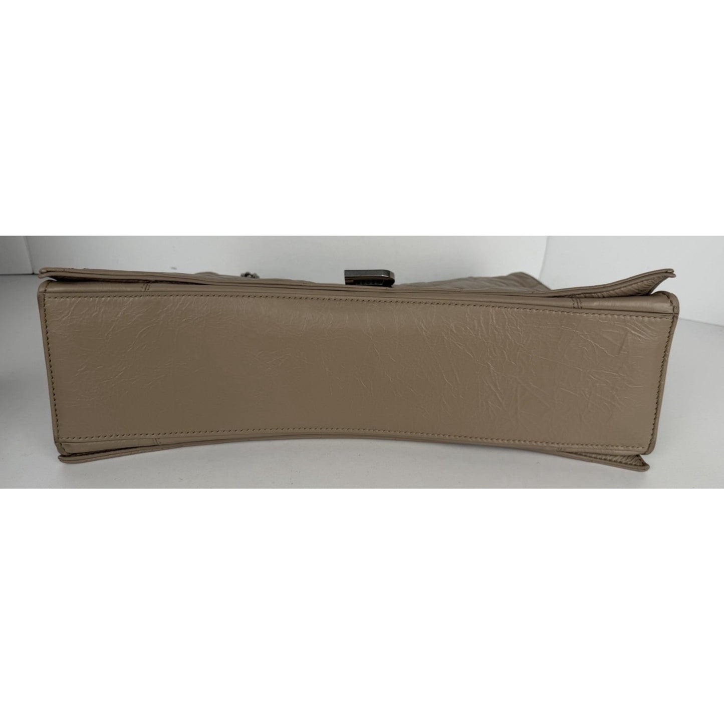 Balenciaga Large Crush Quilted Leather Chain Shoulder Bag Taupe E6