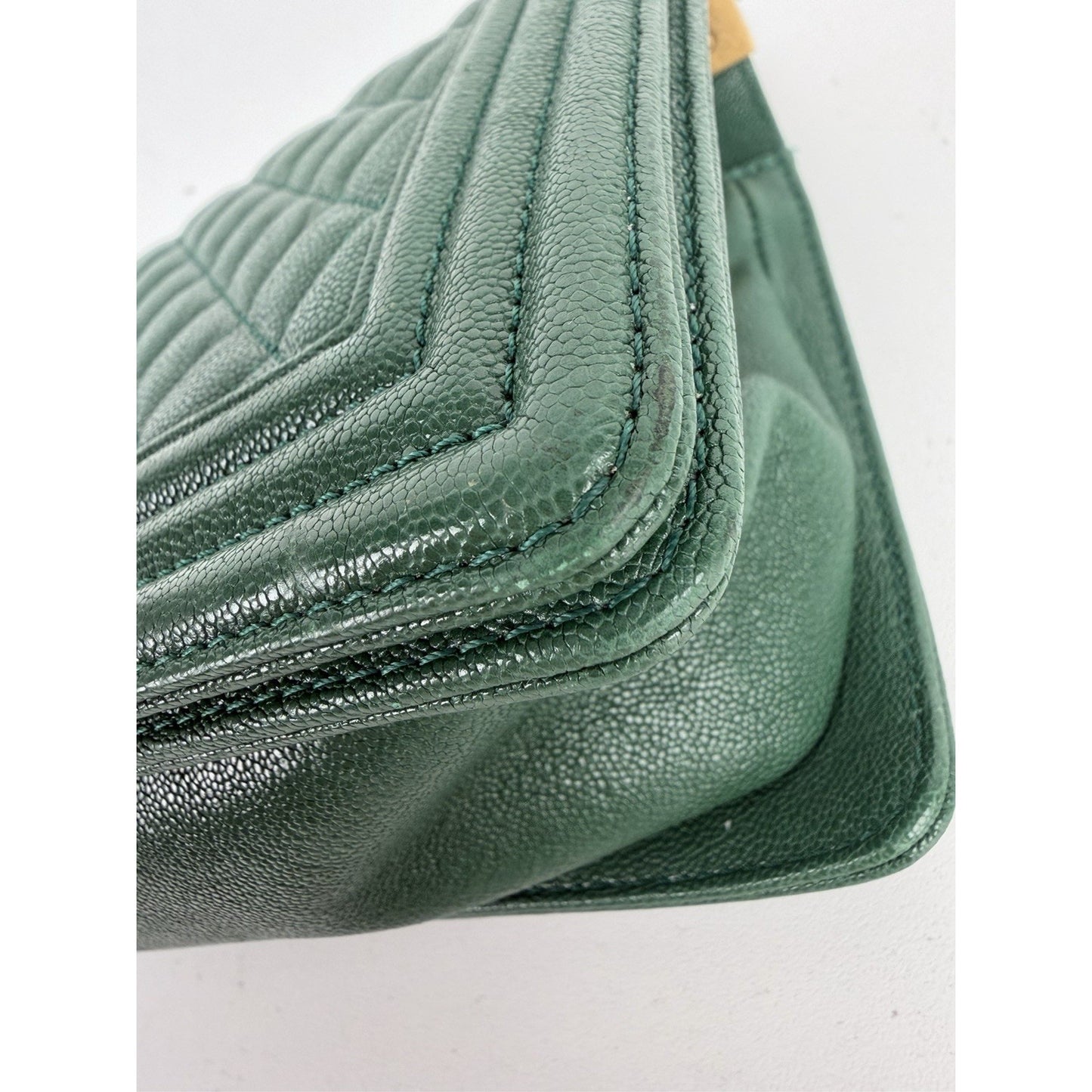 Chanel Boy Flap Bag Medium in Green Caviar Leather Gold Hardware 2018–2019 C-9