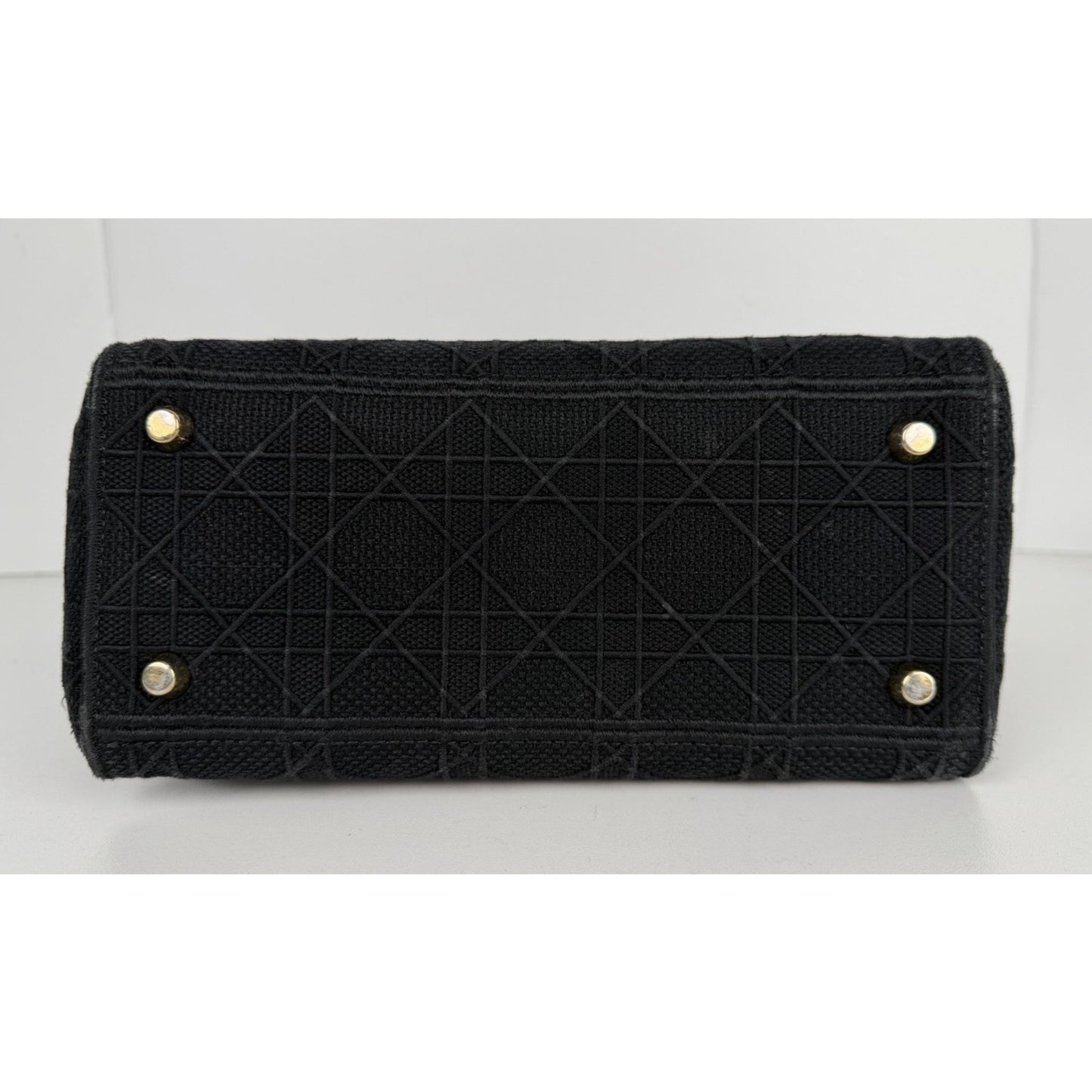 Christian Dior Lady D-Lite Bag Medium in Black Embroidered Canvas 2020 D9