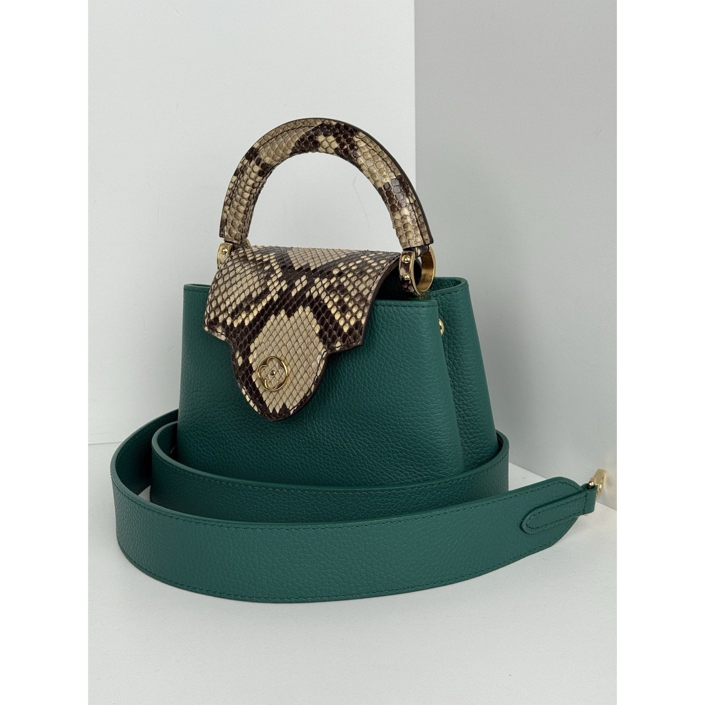 Louis Vuitton Capucines BB Python & Leather Bag Emerald Green with Gold HW B-2