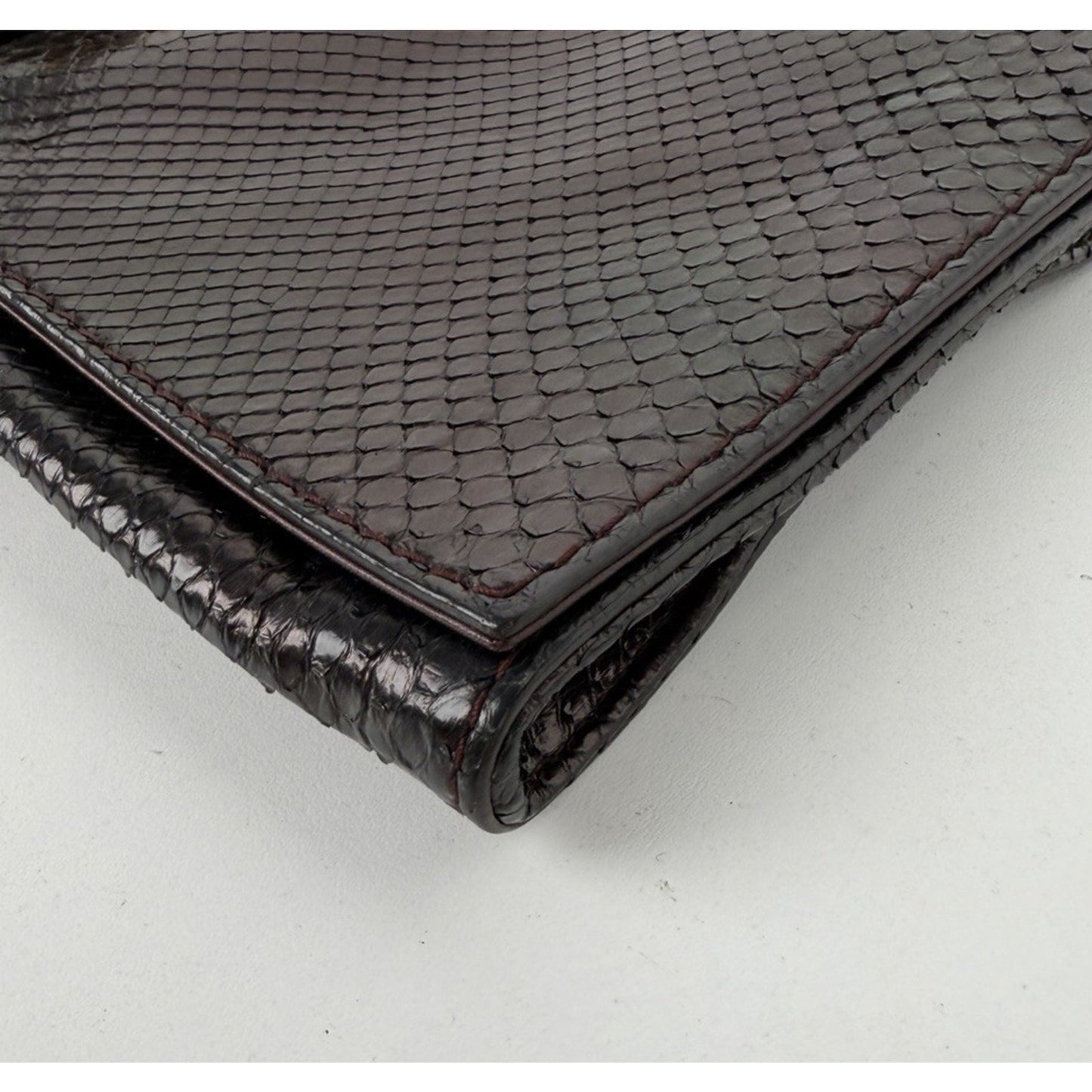 Gucci Soft Stirrup Clutch Bag in Dark Purple Python Leather K-3