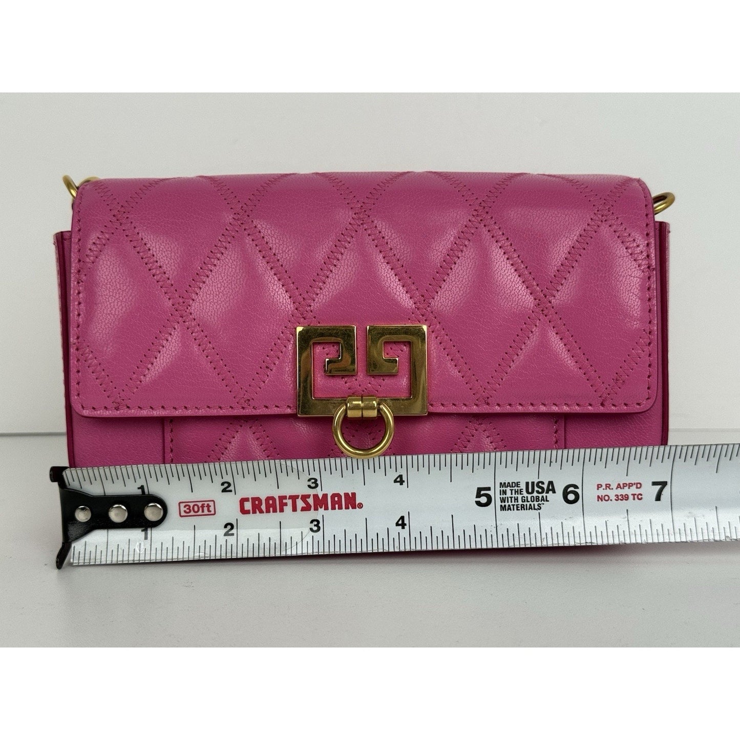 Givenchy Quilted Goatskin GV3 Mini Pocket Convertible Bag Pink w Gold Hardware