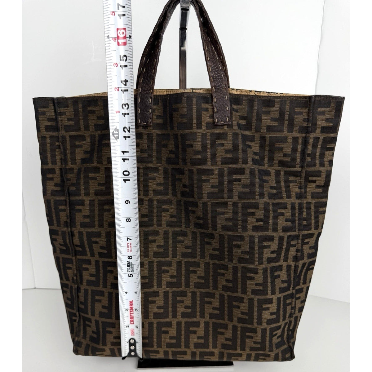 Fendi Zucca Tote Top Handles Bag in Brown Canvas "FF "Monogram S-09