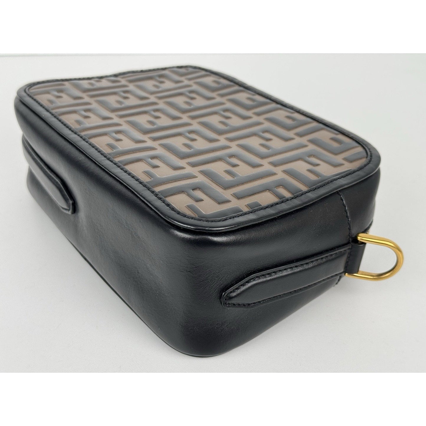 FENDI Vitello Century Bi-Color FF 1974 Embossed Mini Camera Case Maya B-9
