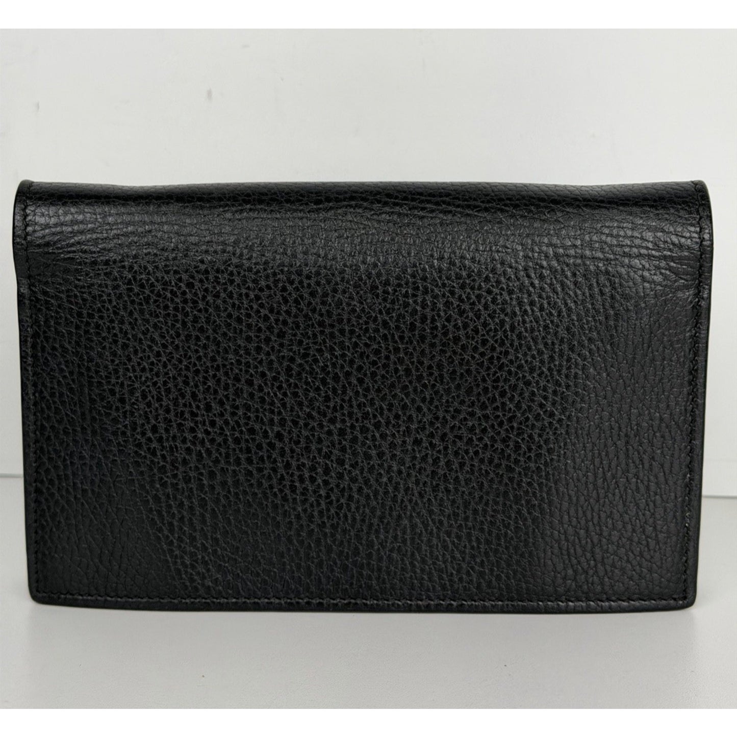 Gucci Pebbled Leather Interlocking G Chain Wallet Clutch Bag&Gold Hardware S
