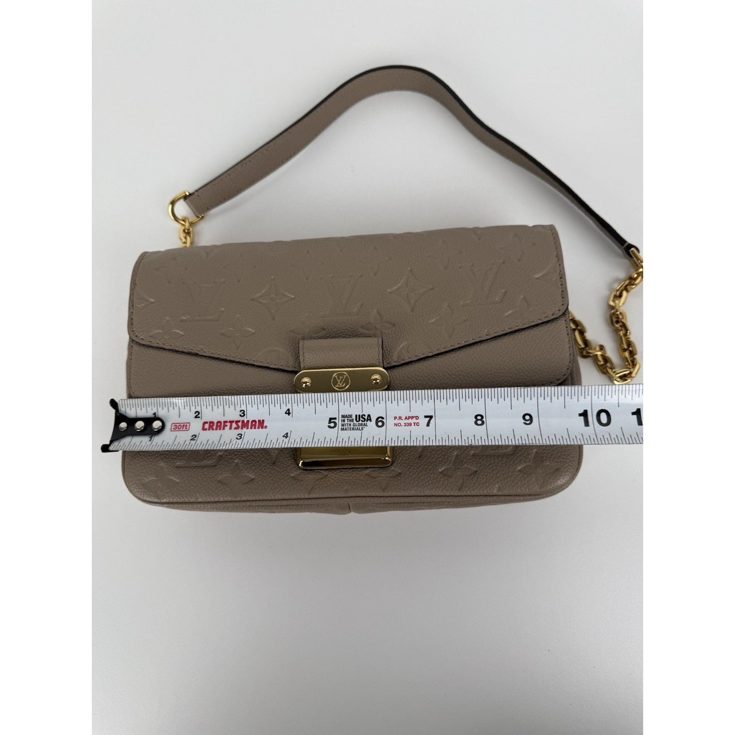 LOUIS VUITTON LV GHW Marceau Momogram Empreinte Beige Leather Shoulder Bag