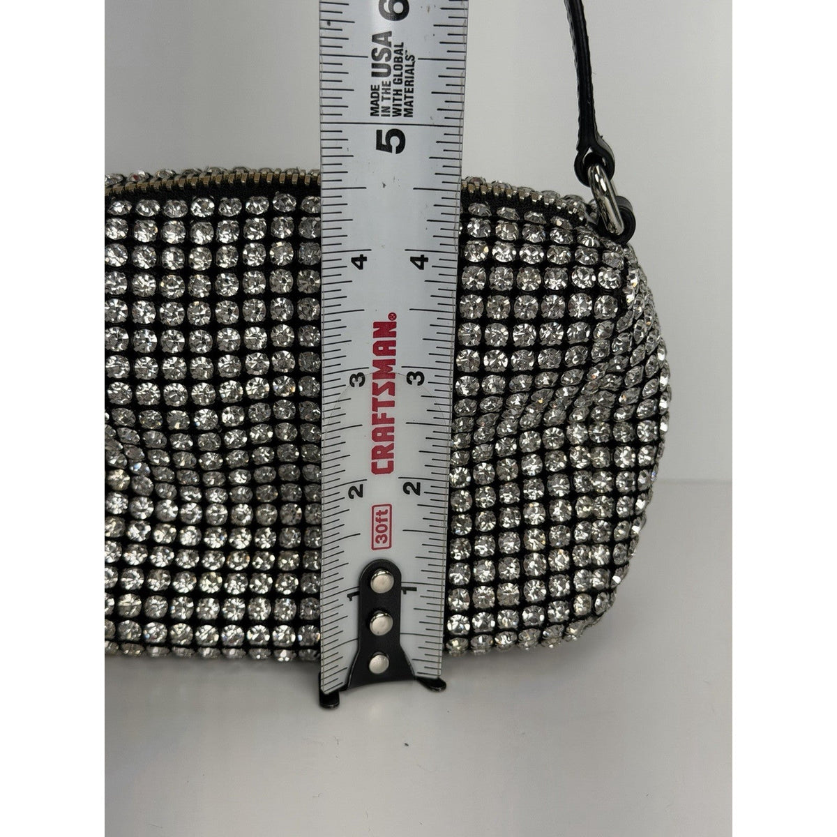 Alexander Wang Crystal Pouch Top Handle Bag in Black Allover Rhinestone Mesh S02