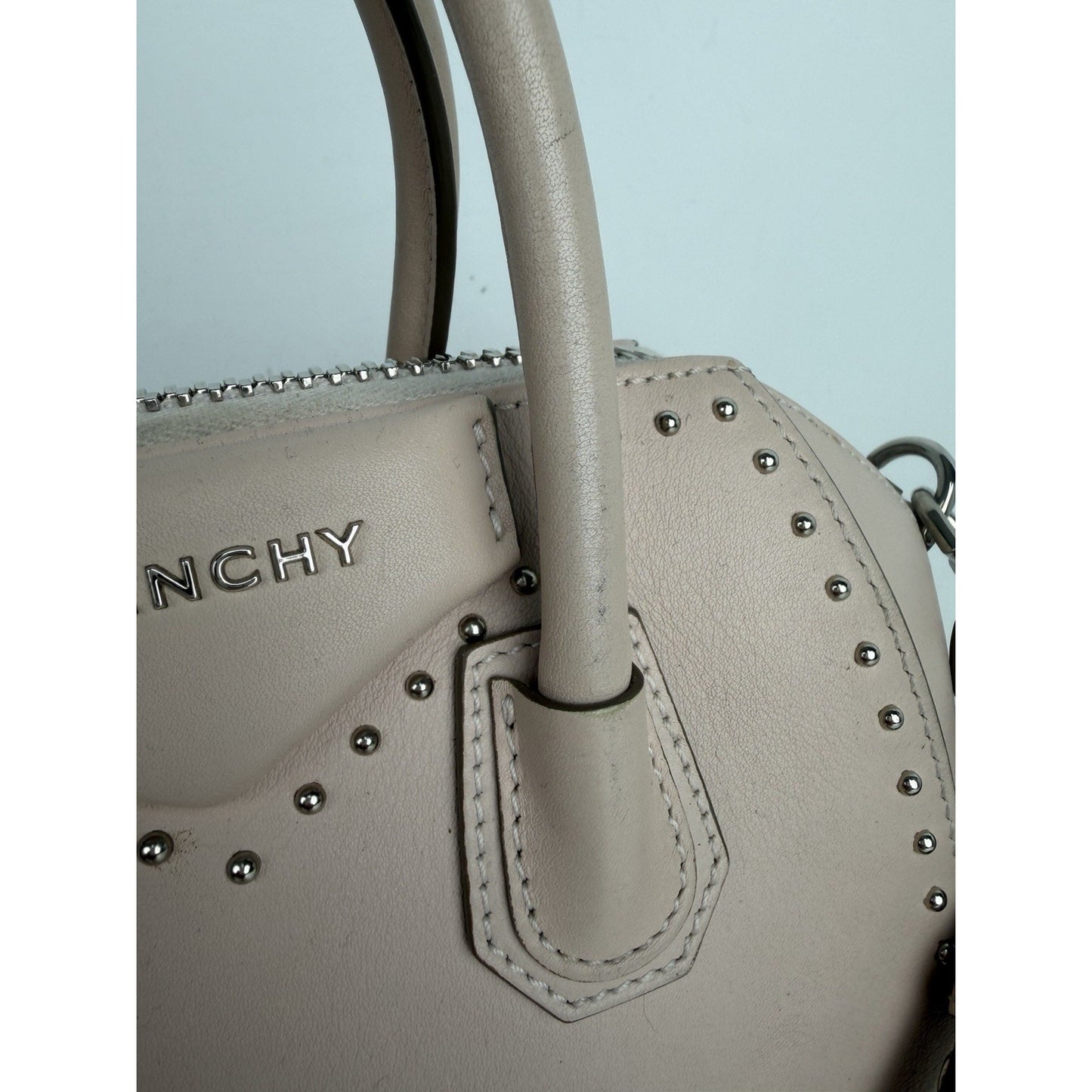 Givenchy Mini Studded Antigona Bag in Nude Pink Color Calfskin Leather S-06