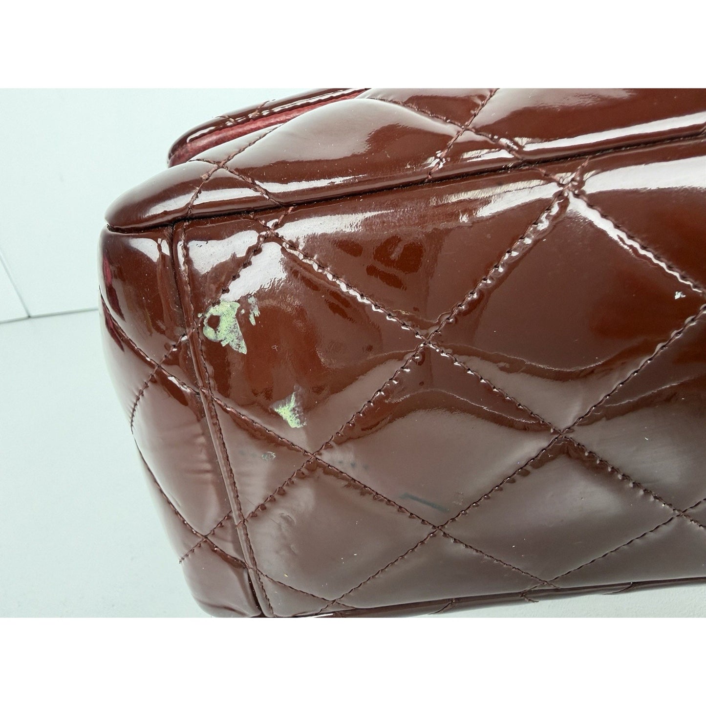 Chanel Maxi Classic Single Flap Bag Burgundy Quilted Patent Leather 2009-2010 D8
