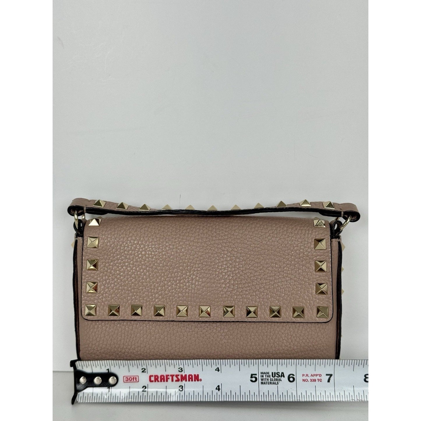 Valentino Rockstud Top Handle Mini Bag in Pastel Pink Grained Leather B-1