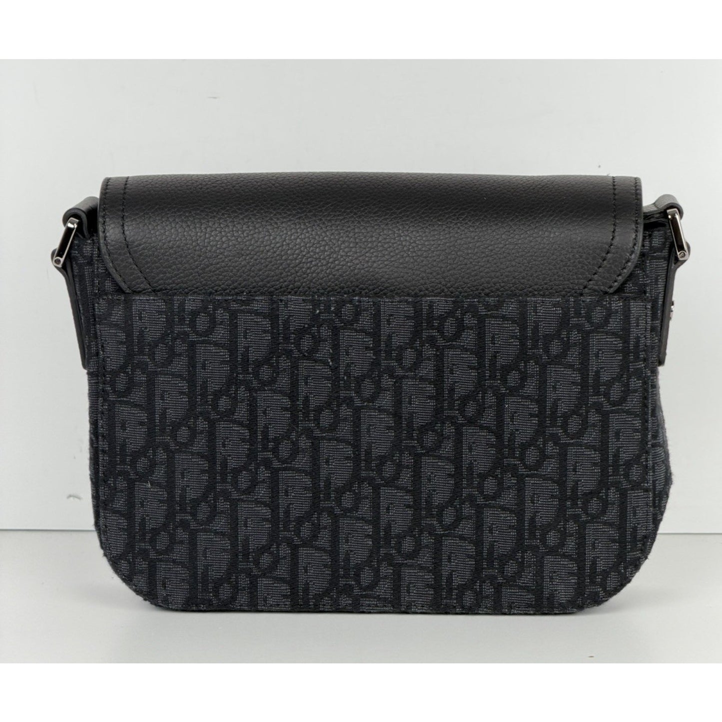 Christian Dior Saddle Messenger Small Bag in Black Jacquard with Leather Trim D9