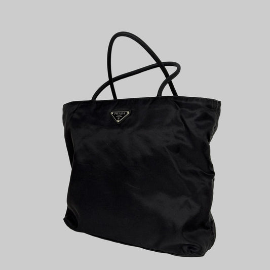 Prada Tessuto Triangle Logo Nylon Tote Bag in Black Nylon S08