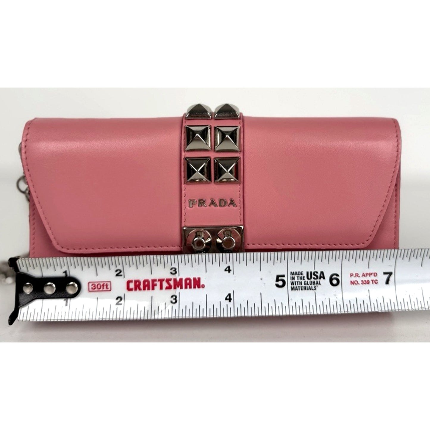 Prada City Elektra Crossbody Wallet on Chain Bag Mini in Pink Calfskin Studded S